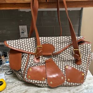 MIA BOSSI SHOULDER DIAPER TRAVEL TOTE BAG baby large  LEATHER TRIM  Designer